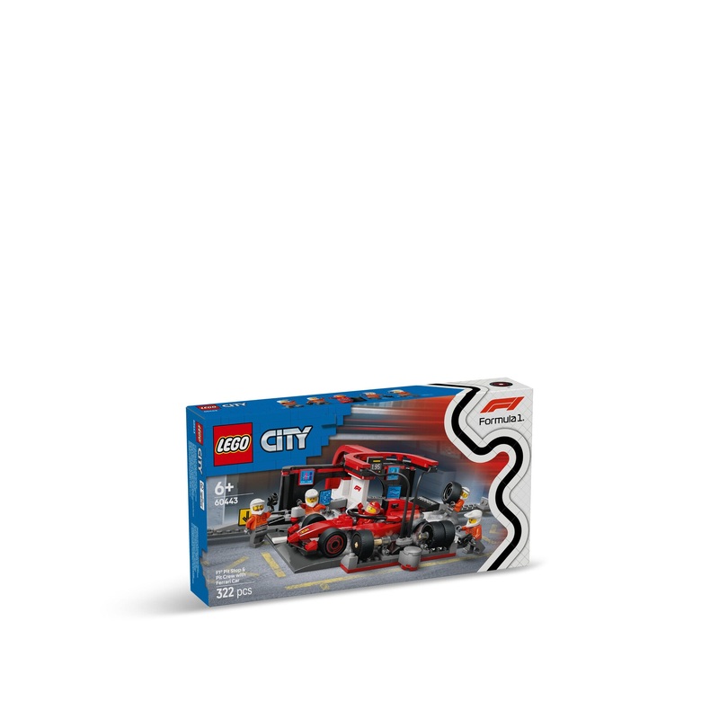 City F1 Pit Stop Pit Crew with Ferrari Car 60443
