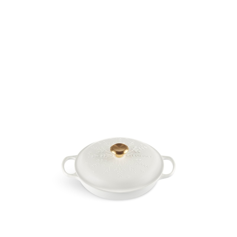 Cast Iron Shallow Casserole Snowflake Relief