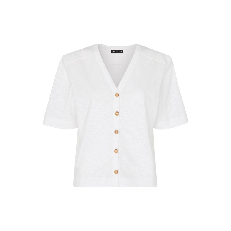 Ella V Neck Button Through Tee