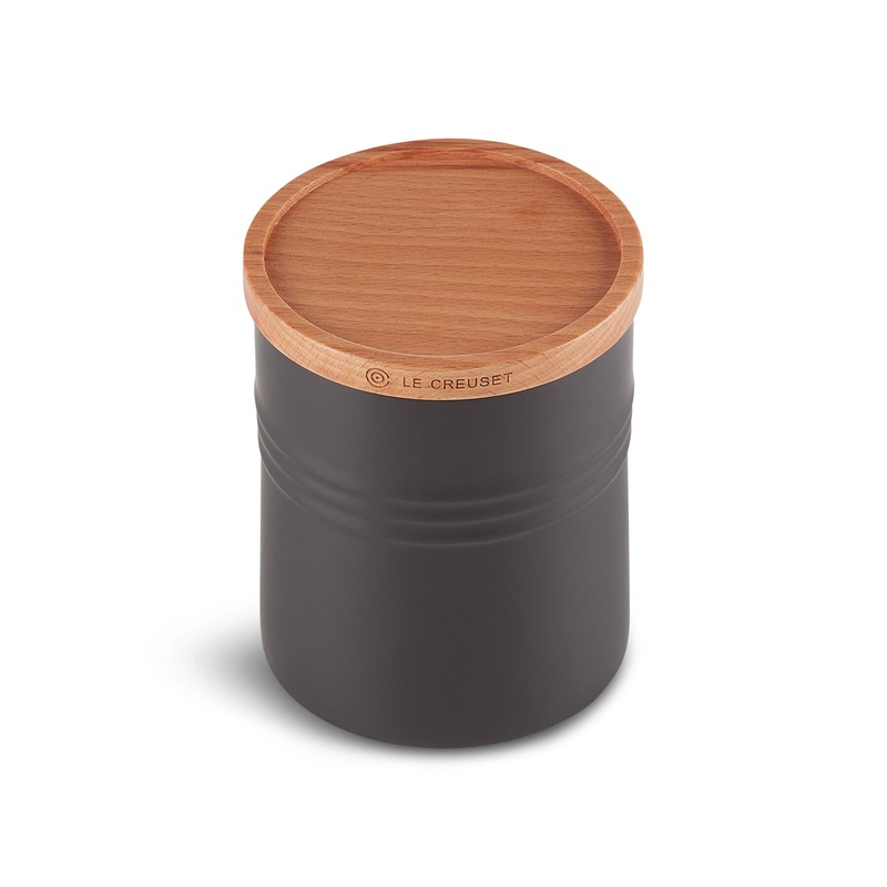 Medium Storage Jar with Wood Satin Black