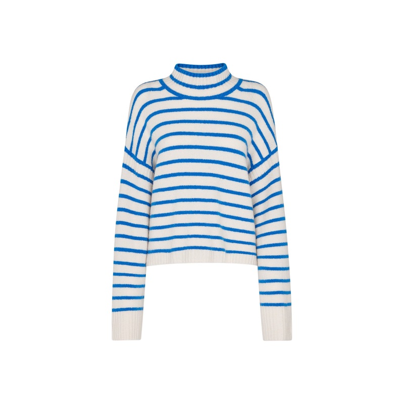 Stripe Rib Detail Funnel Knit
