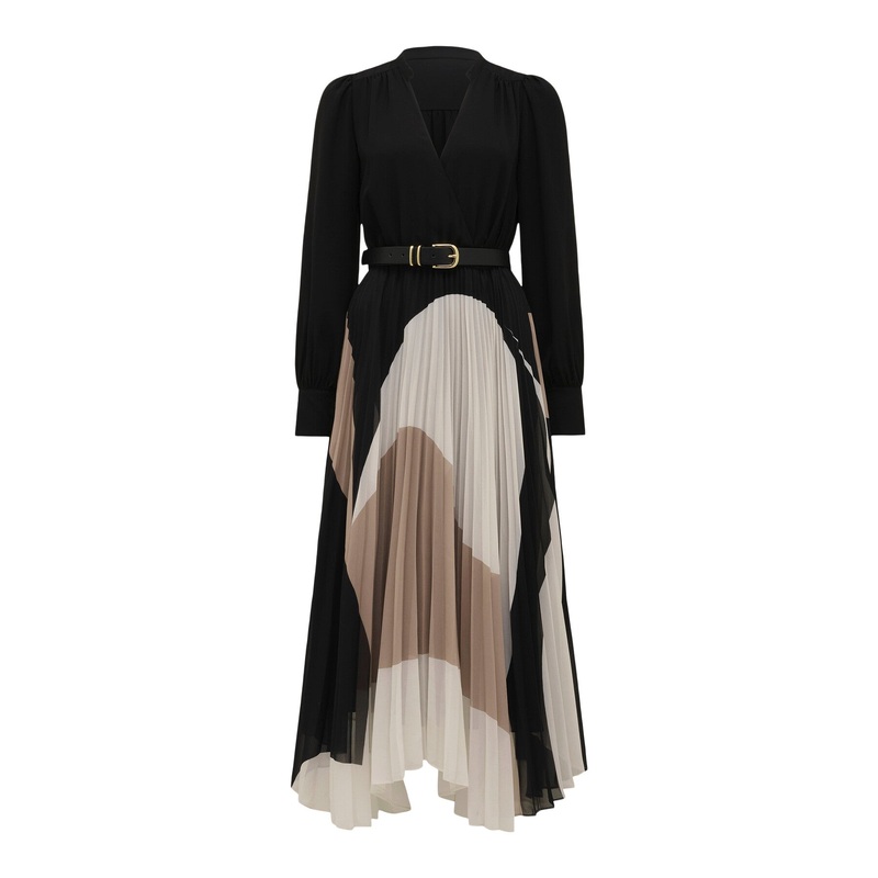 Milan Belted Pleated Midi Dress