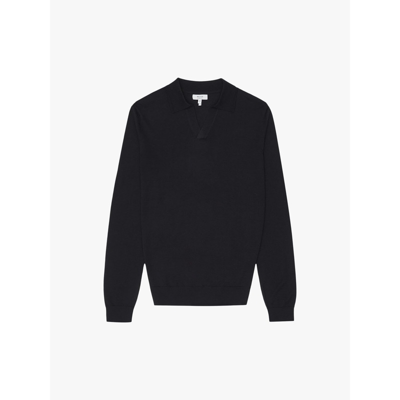 Milburn Merino Wool Open Collar Polo Shirt