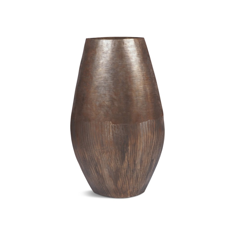 Southwold Textured Oval Antique Brass Vase 100cm