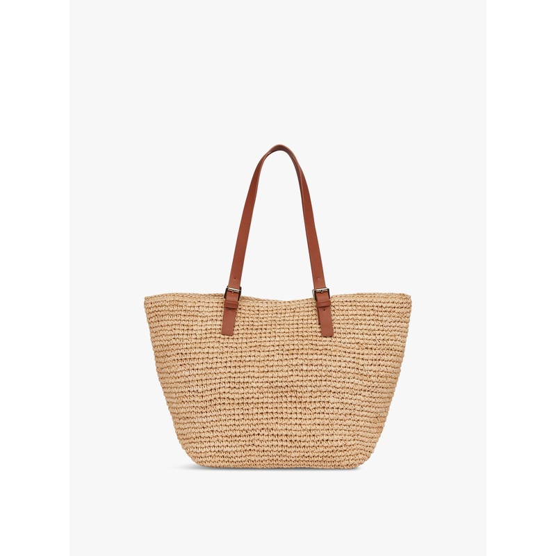 Teya Buckle Handle Straw Tote