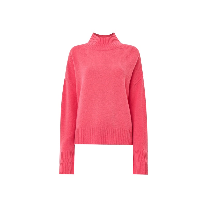 Wool Double Trim Funnel Neck
