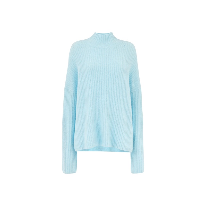 Wool Mix Rib Funnel Neck