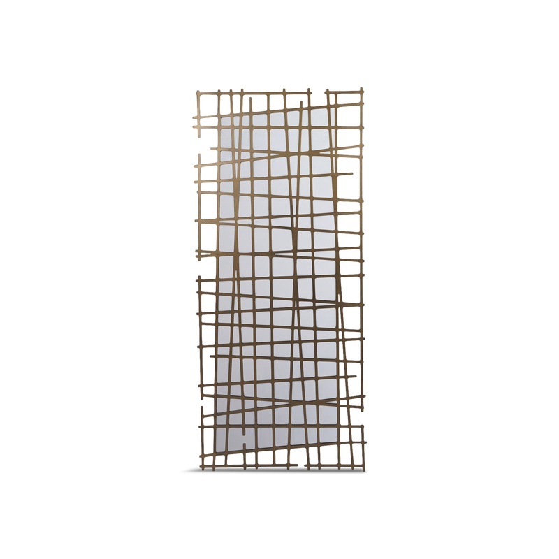 Lattice Wall Decor Mirror Brass Finish