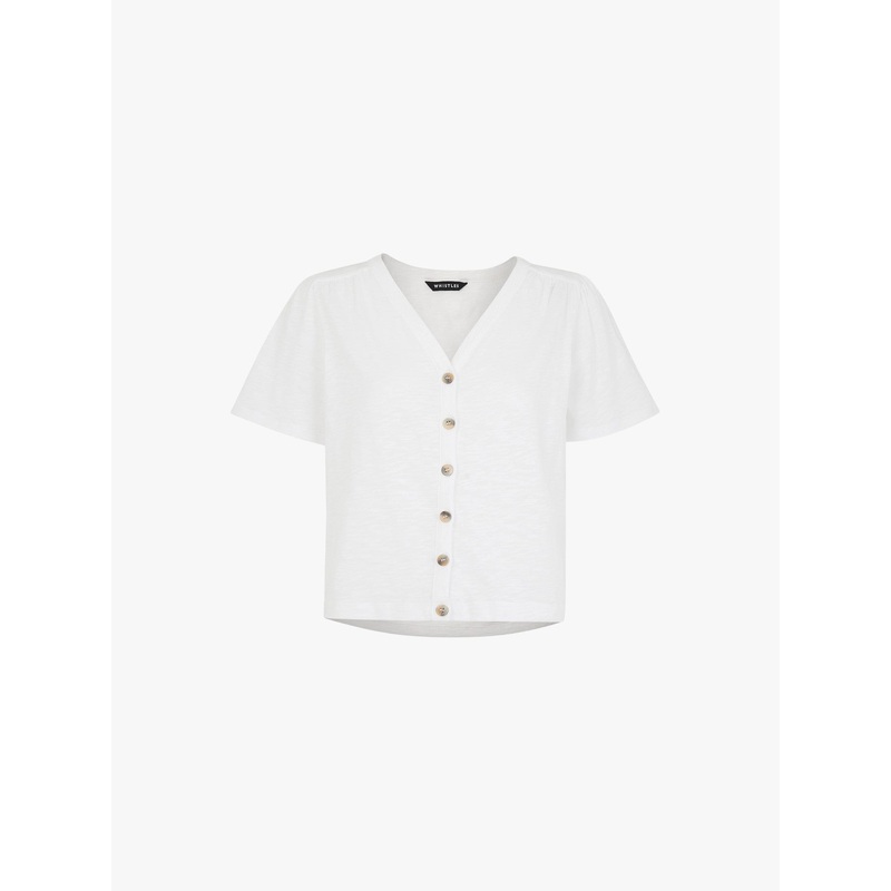 Maeve V Neck Button Front Tee