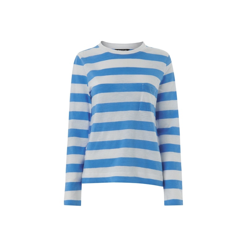 Stripe Crew Neck Pocket Top