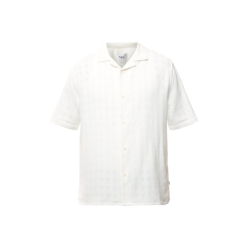 Didcot Ecru Open Weave Cotton Short-Sleeve Shirt