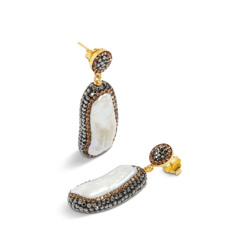 Double Sided Baroque Pearl Earrings