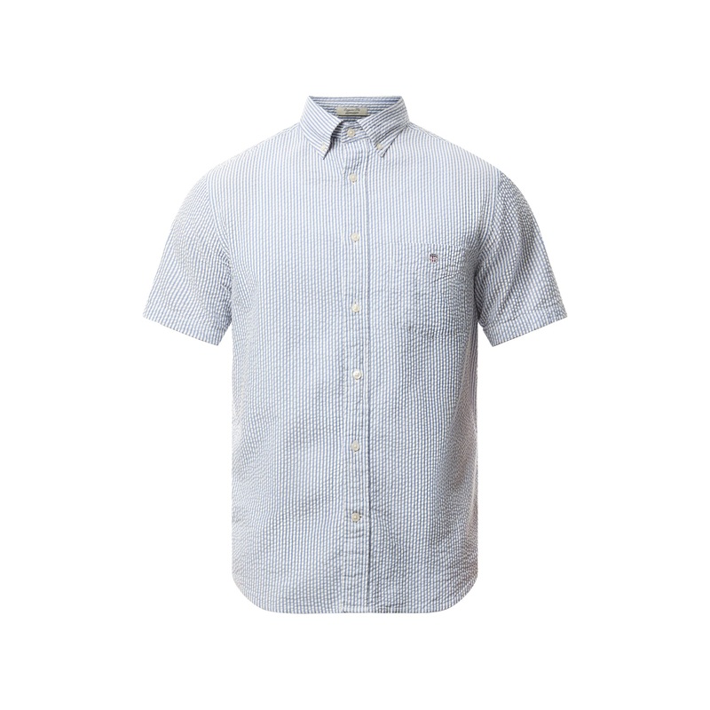 Regular Fit Striped Seersucker Short Sleeve Shirt