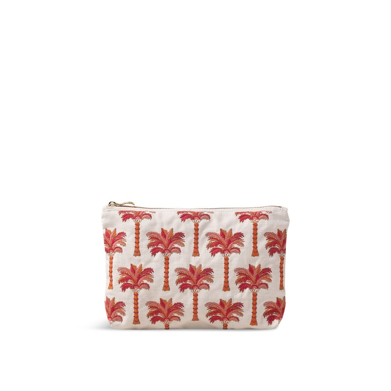 Sunrise Palms Cream Cotton Everyday Pouch