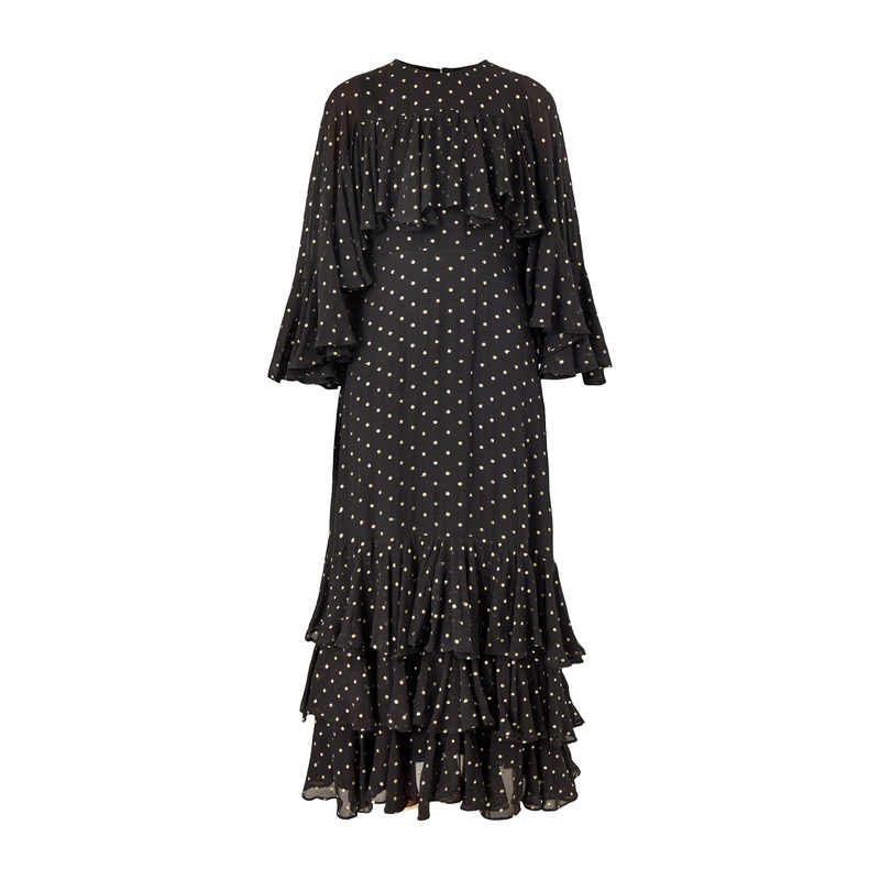 Petula Gold Dot Caped Maxi Gold