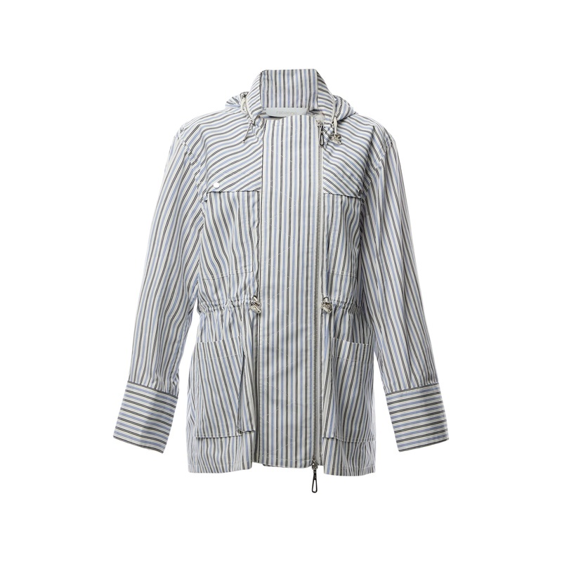 Rabanne Striped Cotton Parka Hooded Jacket