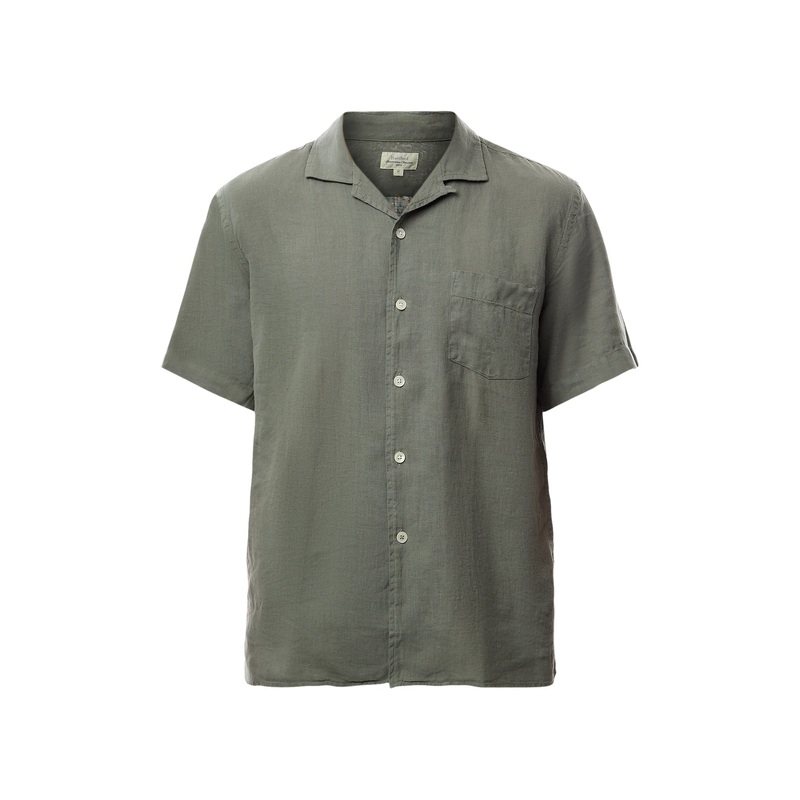 Revere Collar Linen Palm Mc Woven Shirt