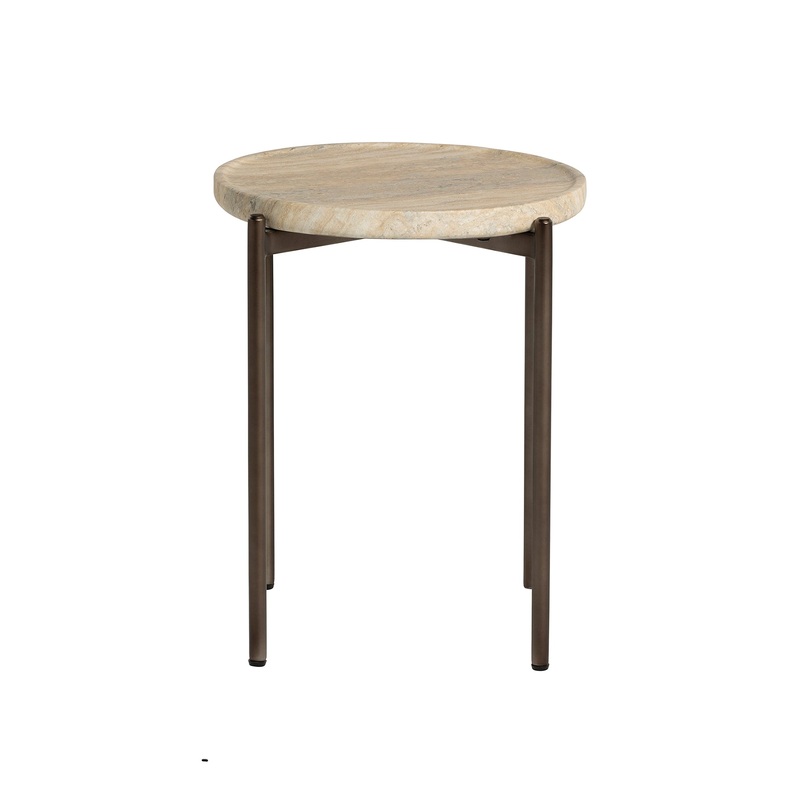 Ryde Dark Travertine Side Table Brown