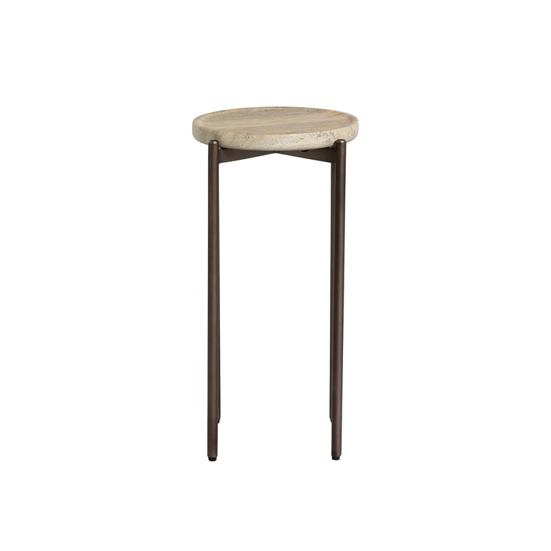 Ryde Travertine Side Table Brown