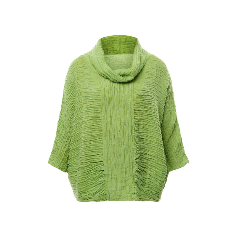 Silk Crinkle Cowl Neck Top