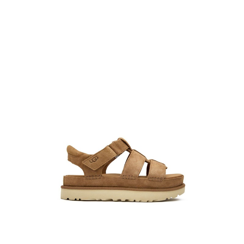 Womens Golden Star Strap Platform Sandals