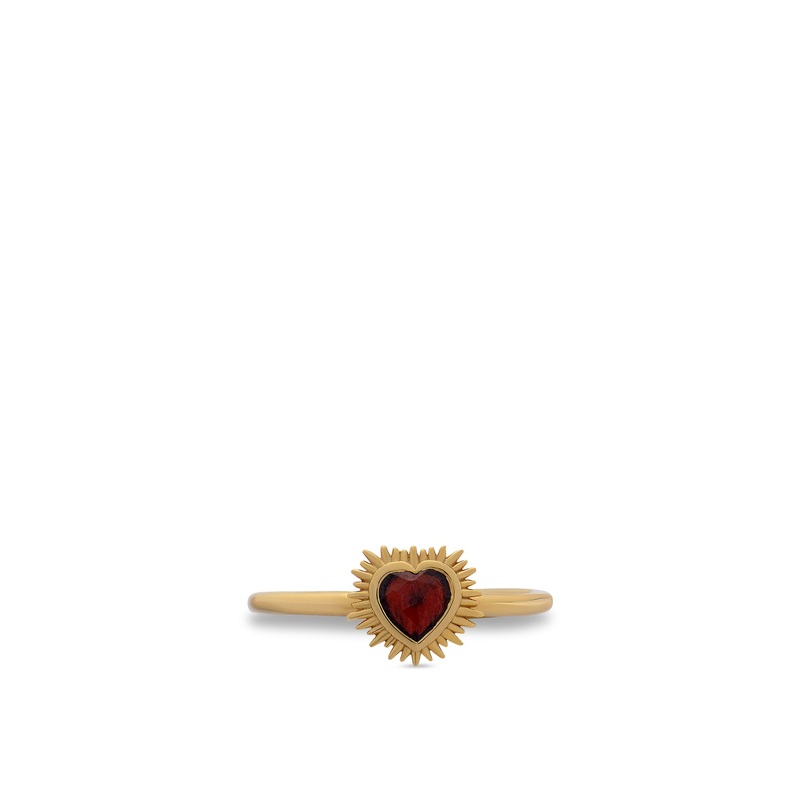 Adjustable Electric Love Mini Garnet Heart Ring