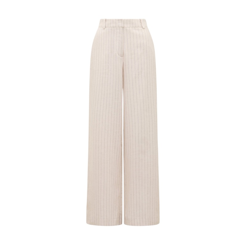 Blake Linen Pinstriped Wide Leg Pants