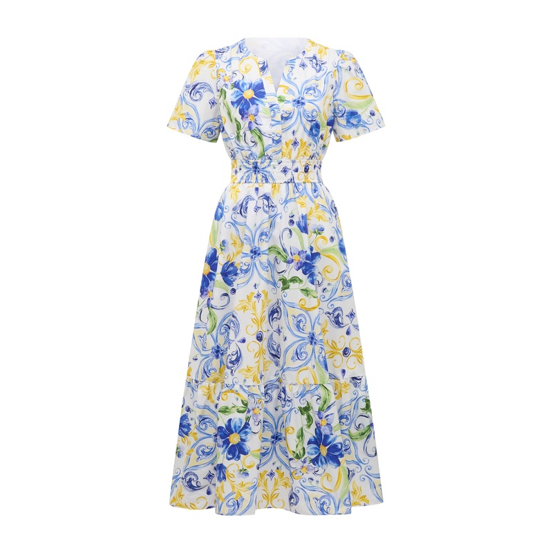 Eleanor Cotton Short Sleeves Midi Dress