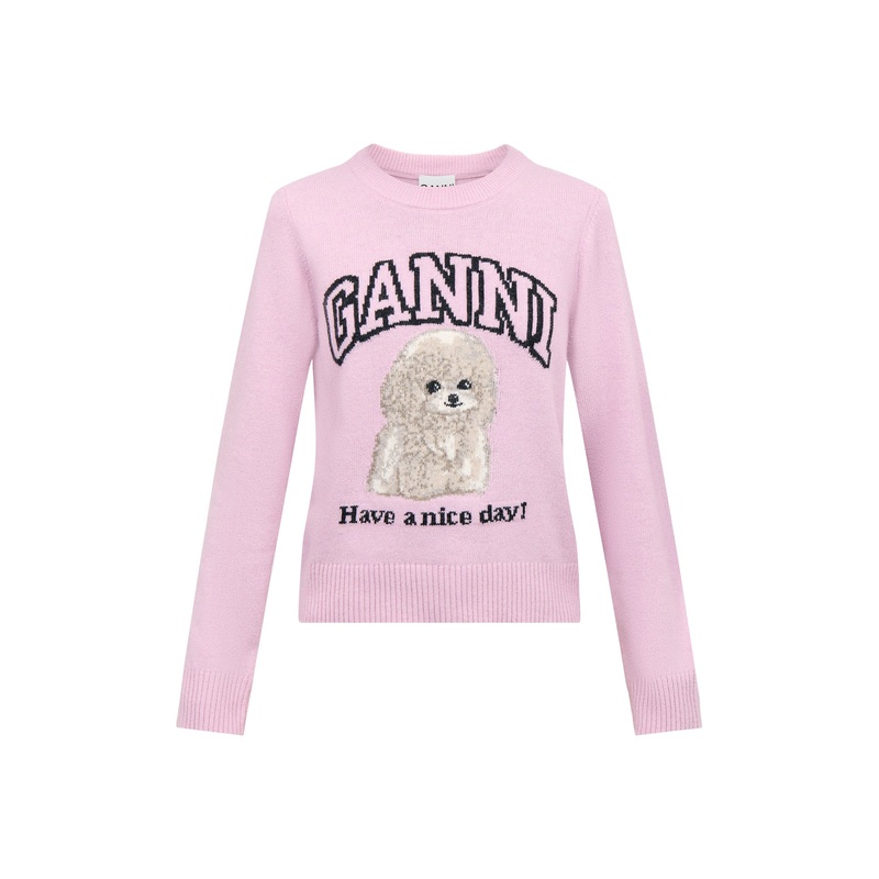 Graphic Wool Mix Poodle Crewneck