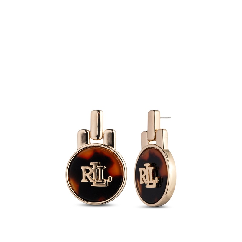 Pierced Logo Tort Drop Earrings
