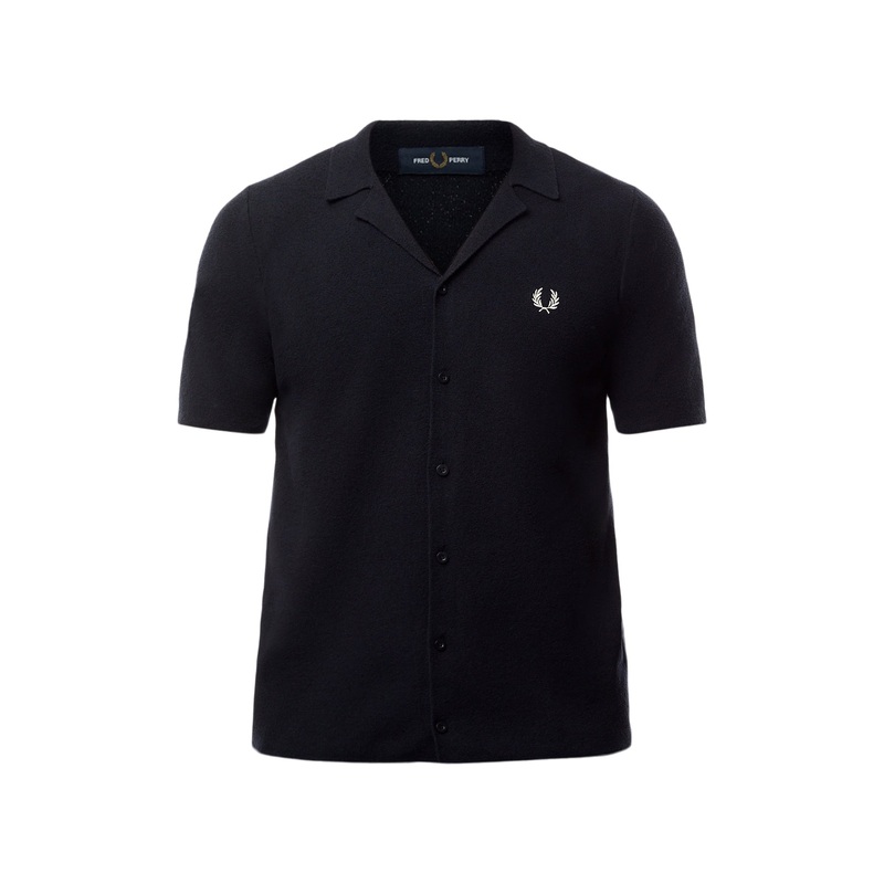 Revere Collar Knitted Short Sleeves Shirt