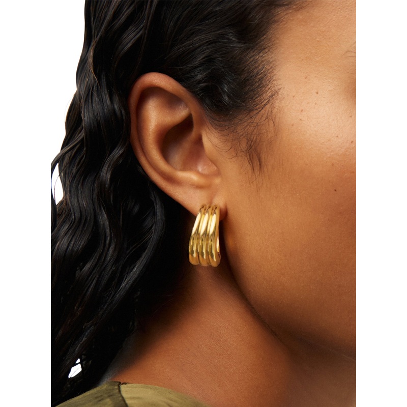 SAVI TRIPLE RIDGE HOOP EARRINGS
