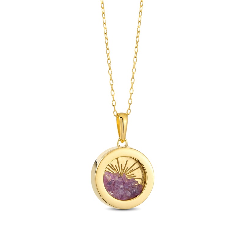Small Deco Sun Birthstone Amulet Necklace