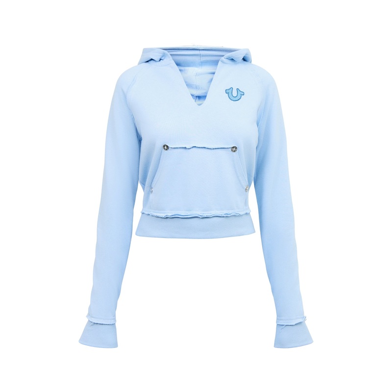 Terry V Notch Hoodie Raw Edge