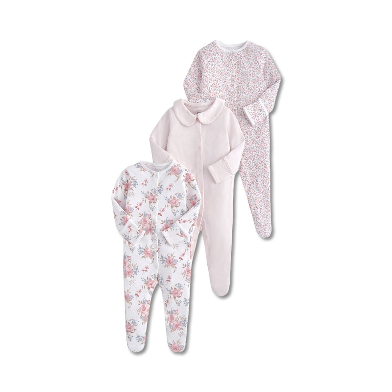 3 Pack Floral Sleepsuits