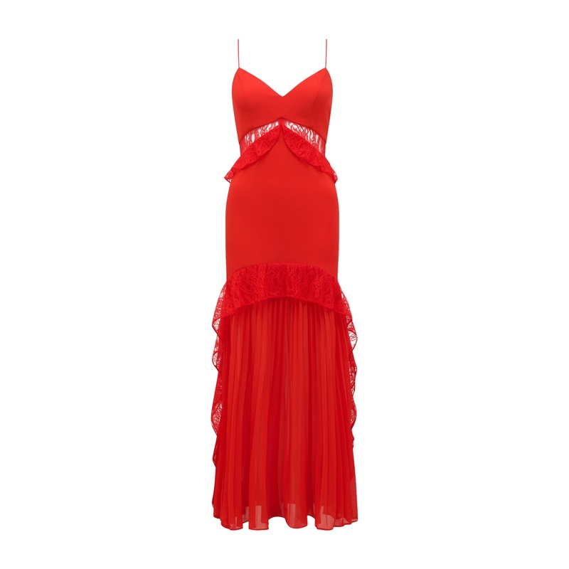 Lara Pleated Ruffle Maxi Dress