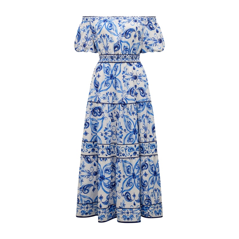 Ravenna Off Shoulder Tiered Midi Dress