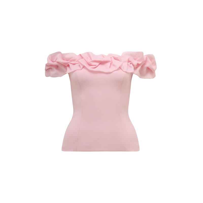 Stephanie Ruffle Crepe Bustier Top