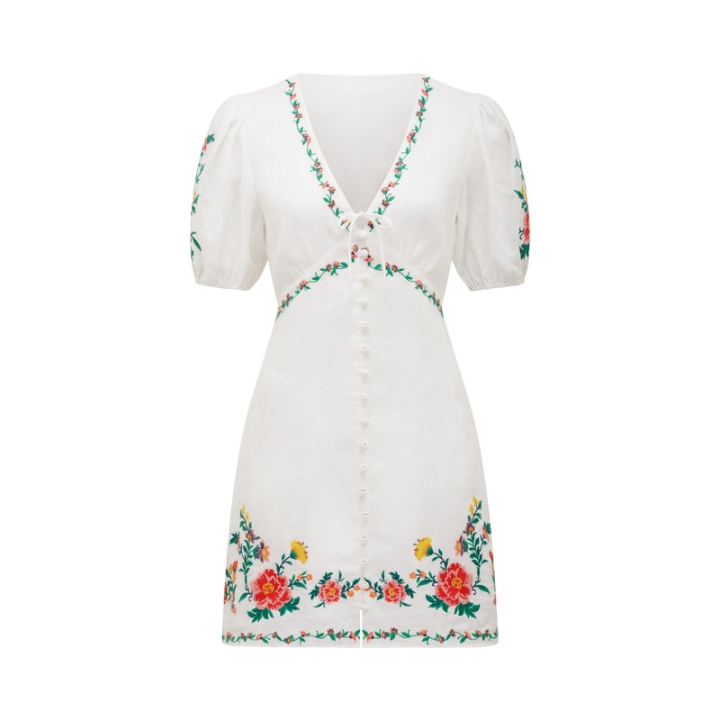Veanne Embroidered Mini Dress