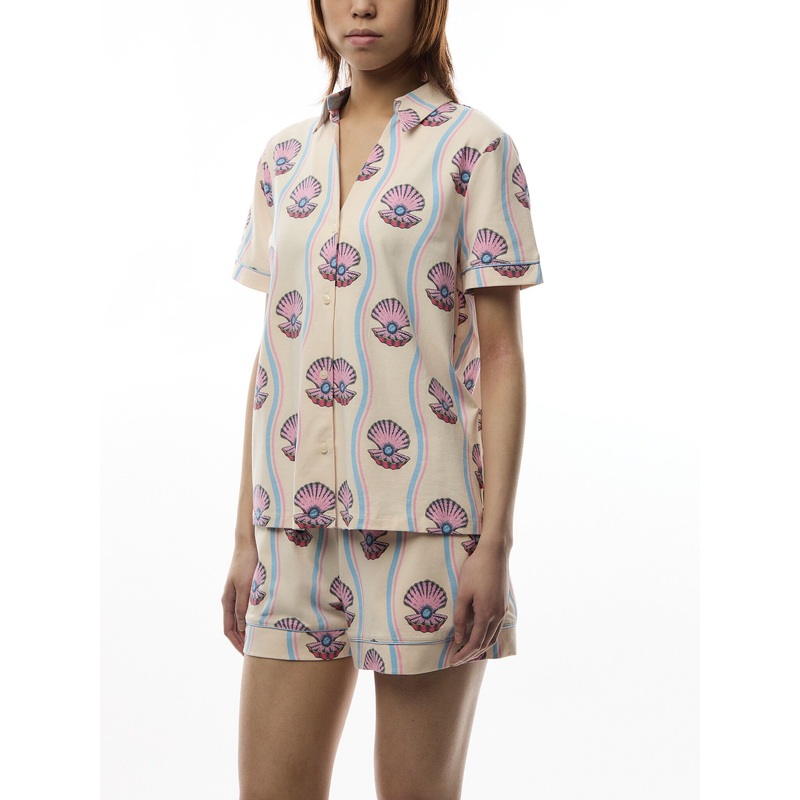 Wavy Shell Stripe Short Set