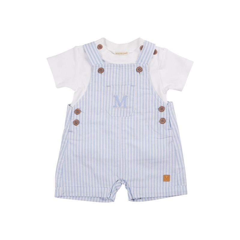 Blue Pinstripe T-Shirt & Short Dungaree