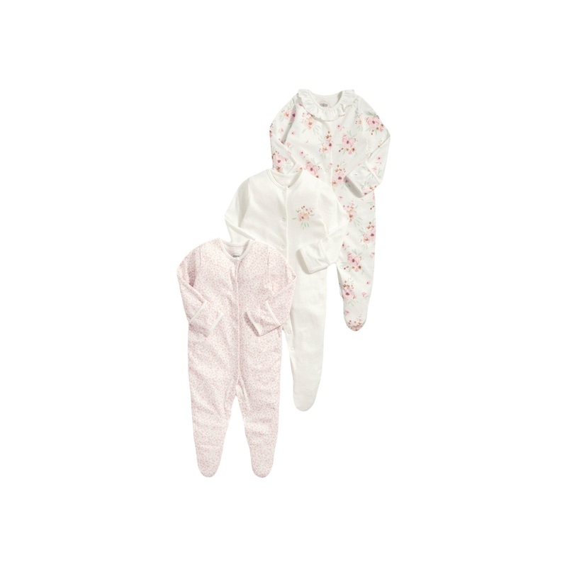 Watercolour Flowers Sleepsuits (Set of 3)