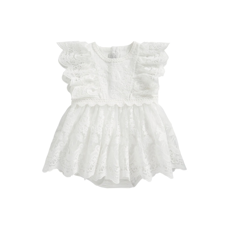White Lace Frill Romper