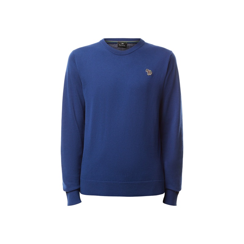 Crew Neck Knit Zebra Badge Jumper