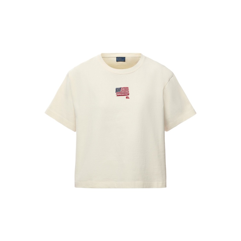 Flag Cotton Jersey Cropped Tee