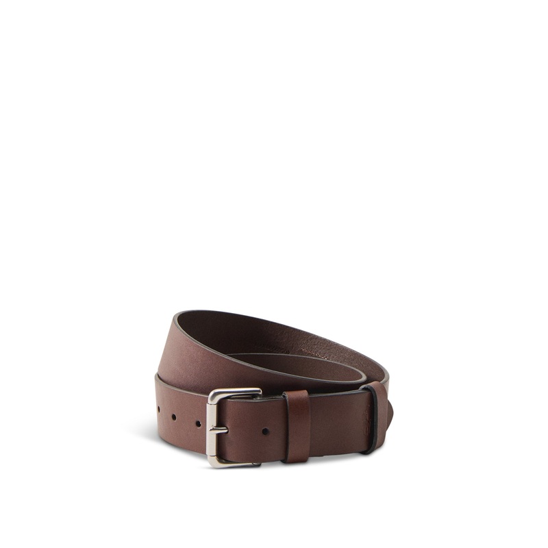 Leather Roller Buckle Belt Brown