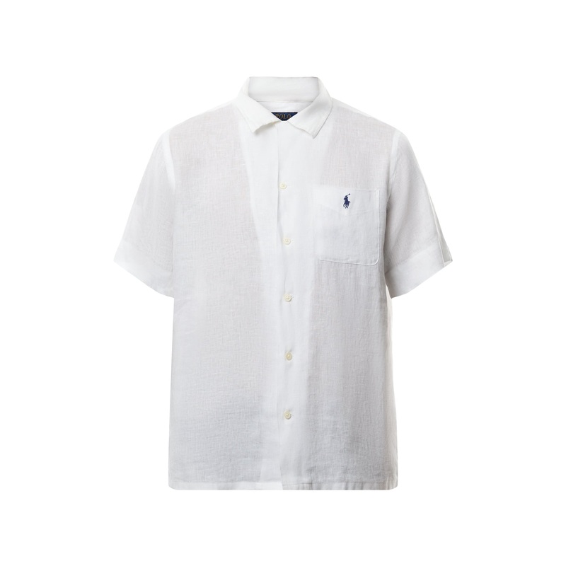 Linen Open Collar Short Sleeve Shirt