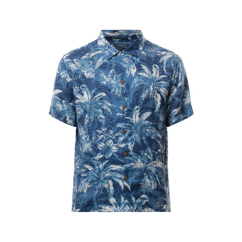 Linen Palm Tree Short Sleeve Shirt