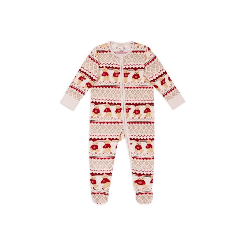 Baby Rib Zip Sleepsuit Cream