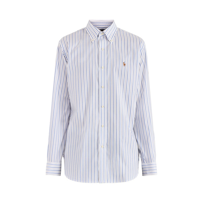Custom Fit Multi Stripe Oxford Dress Shirt Blue